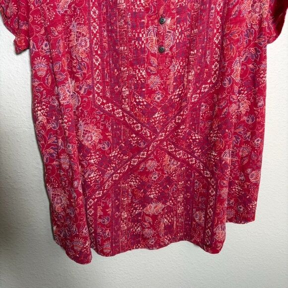 Lucky Brand T-Shirt Women's 2X Red Printed Short Sleeve Casual Printed Top - Picture 3 of 8